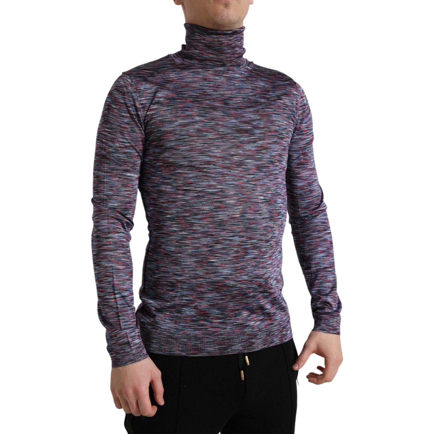 Dolce & Gabbana Blue Purple Turtleneck Pullover Sweater