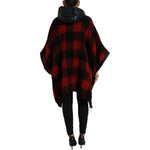 Dolce & Gabbana Black Red Buffalo Check Hooded Poncho Jacket JKT3726-40