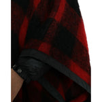 Dolce & Gabbana Black Red Buffalo Check Hooded Poncho Jacket JKT3726-40