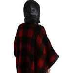 Dolce & Gabbana Black Red Buffalo Check Hooded Poncho Jacket JKT3726-40