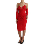 Dolce & Gabbana Red Nylon Stretch Cut Out Midi Dress DR28987-42