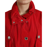 Dolce & Gabbana Red Polyester Hooded Button Rain Coat Jacket JKT3709-40