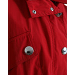 Dolce & Gabbana Red Polyester Hooded Button Rain Coat Jacket JKT3709-40