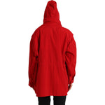 Dolce & Gabbana Red Polyester Hooded Button Rain Coat Jacket JKT3709-40
