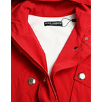 Dolce & Gabbana Red Polyester Hooded Button Rain Coat Jacket JKT3709-40