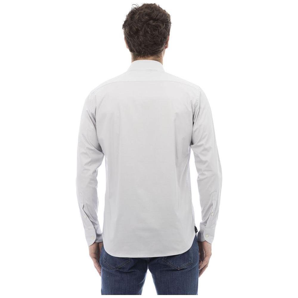 Baldinini Trend Gray Cotton Men Shirt Baldinini Trend Light Gray