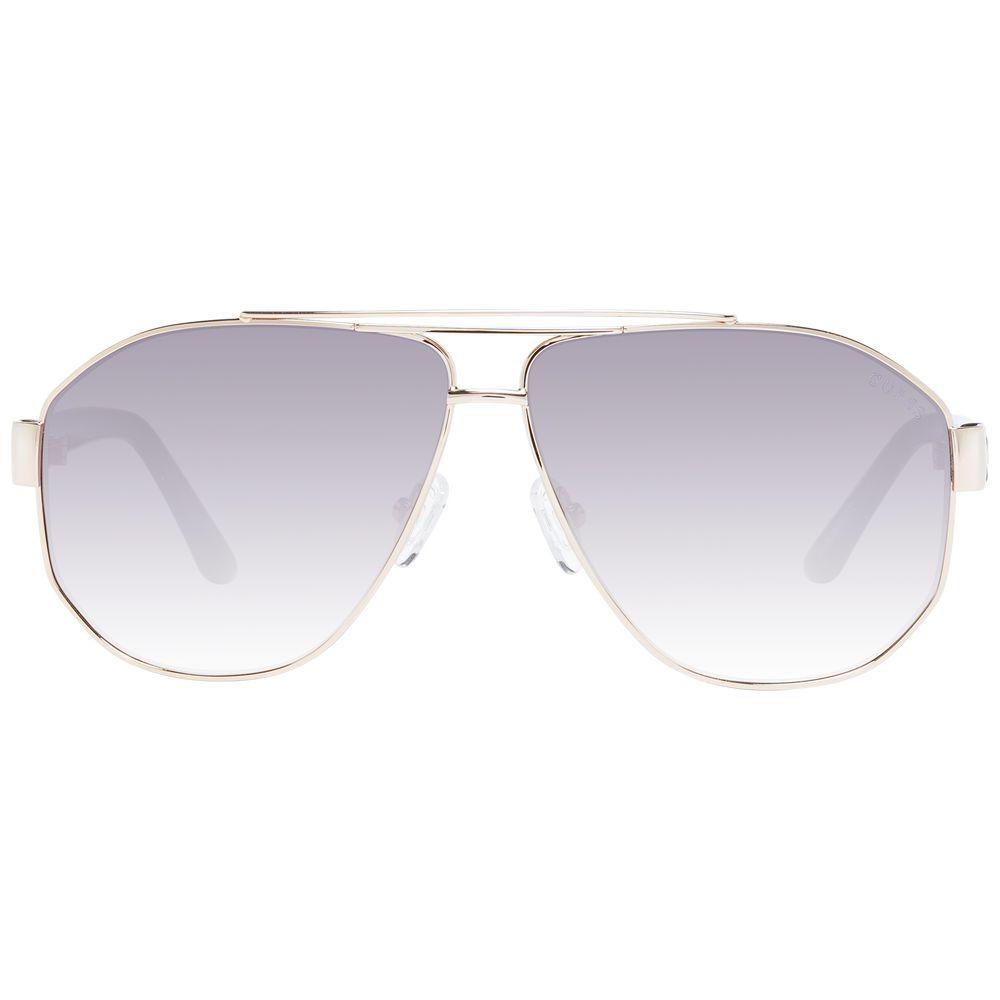 Guess Gold Women Aviator Sunglasses with Gold Metal Frame and Grey Gradient Lenses, Full-Rim Style, 100% UVA & UVB Protection