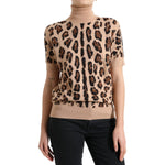 Dolce & Gabbana Beige Leopard Print Wool Turtleneck Top TSH84242-50