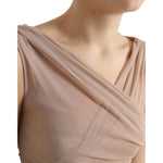 Dolce & Gabbana Elegant Beige V-Neck Sleeveless Sheer Tank Top Dolce & Gabbana Rosy Brown