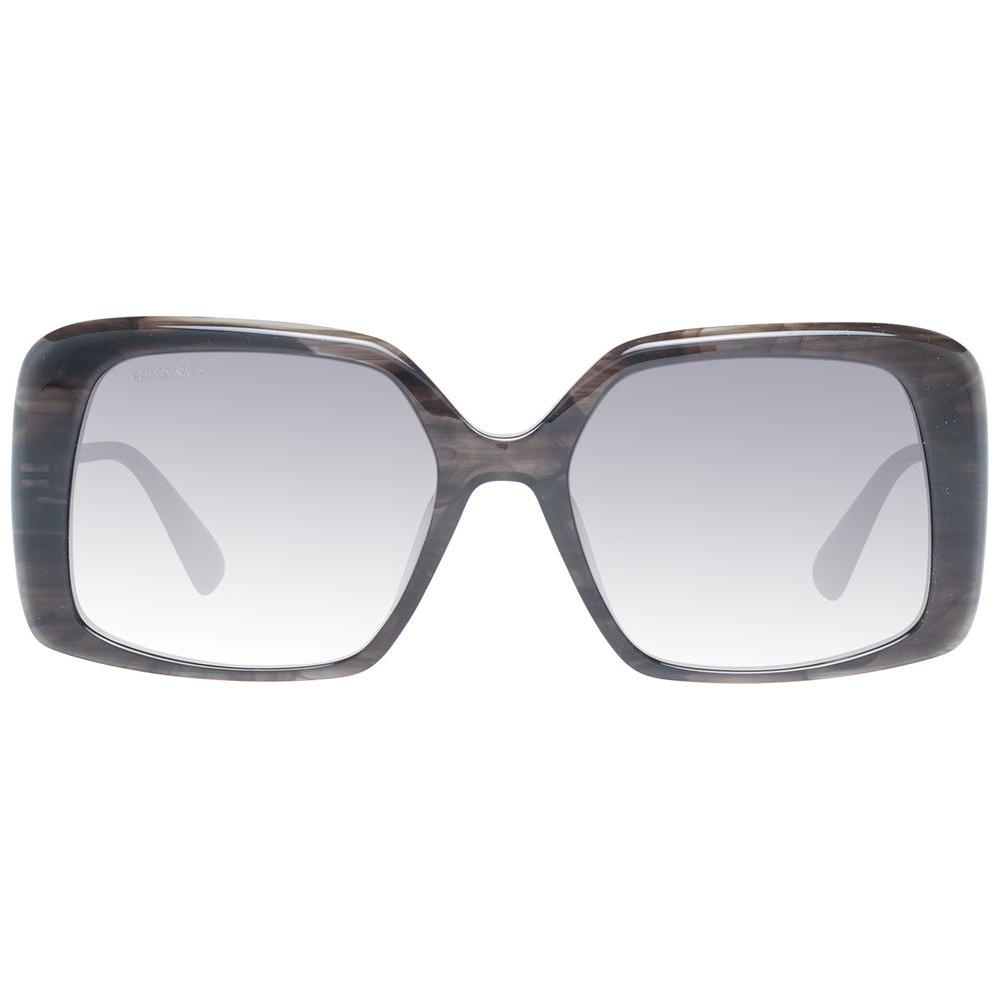 Max & Co gray women's square sunglasses with full-rim plastic frame and gradient lenses, includes branded case.