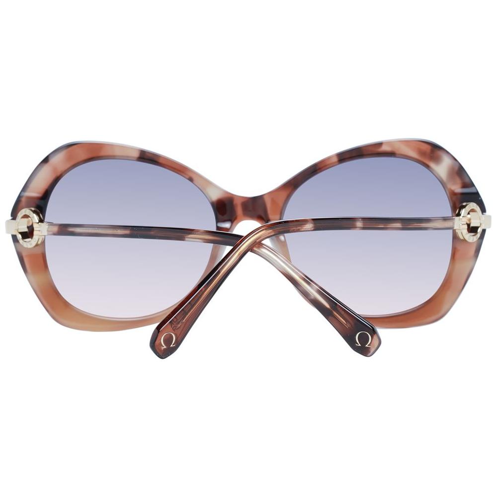 Omega Brown Women Sunglasses with gradient blue lenses, butterfly full-rim style, 100% UVA & UVB protection, sized 55-19-140 mm.