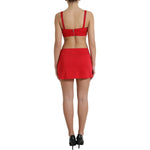 Dolce & Gabbana Red Cutout Nylon Sheath Sleeveless Mini Dress DR281030-40
