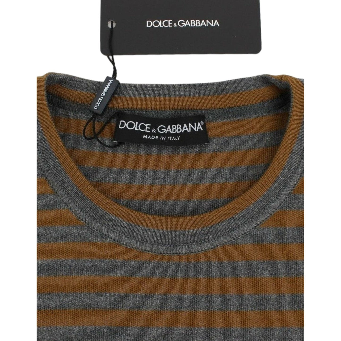 Dolce & Gabbana Oversized Gray Yellow Striped Sweater Top