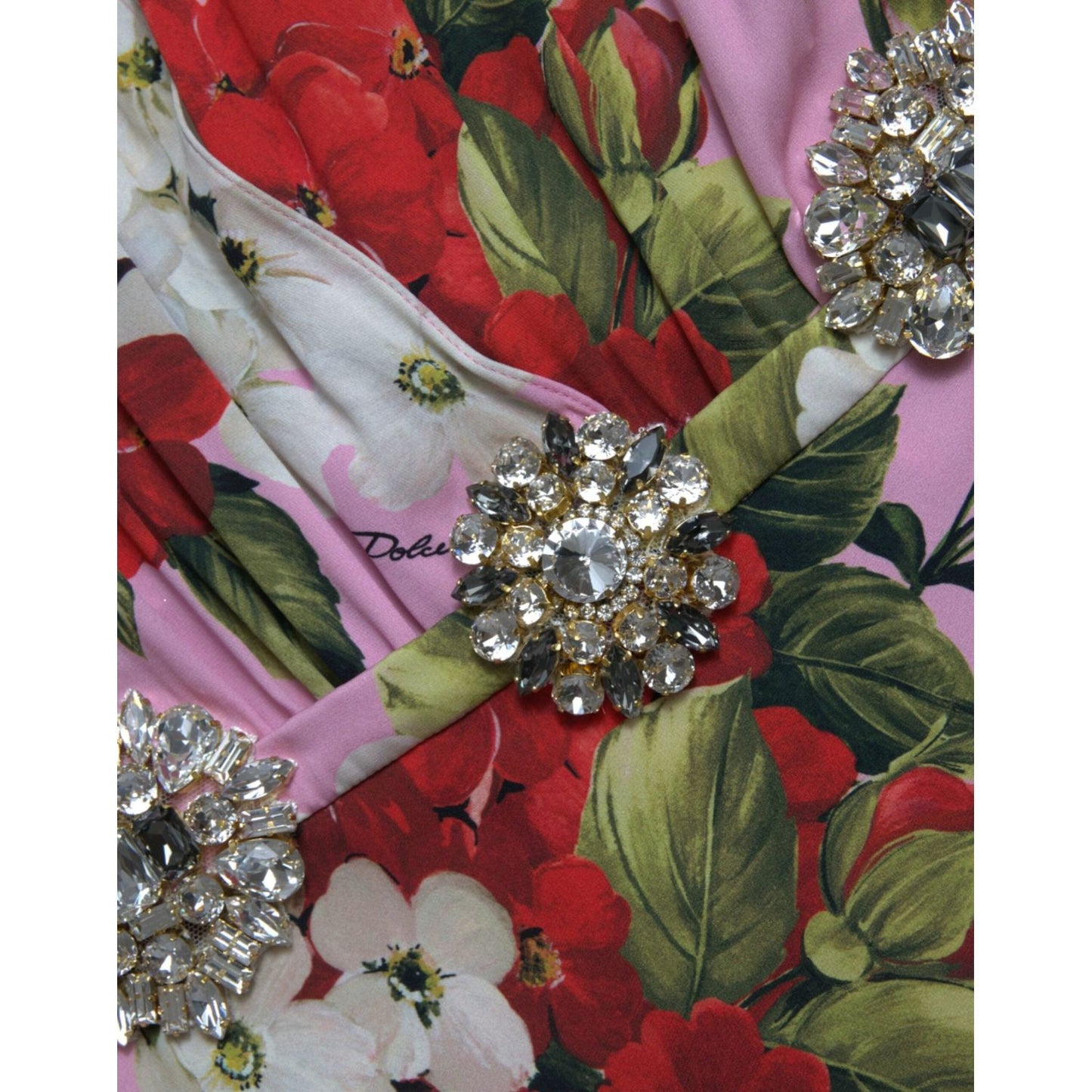 Dolce & Gabbana Multicolor Floral Crystal Embellished A-line Dress DR281066-42