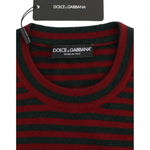 Dolce & Gabbana Red Gray Cashmere Short Sleeve Sweater SIG13354-36