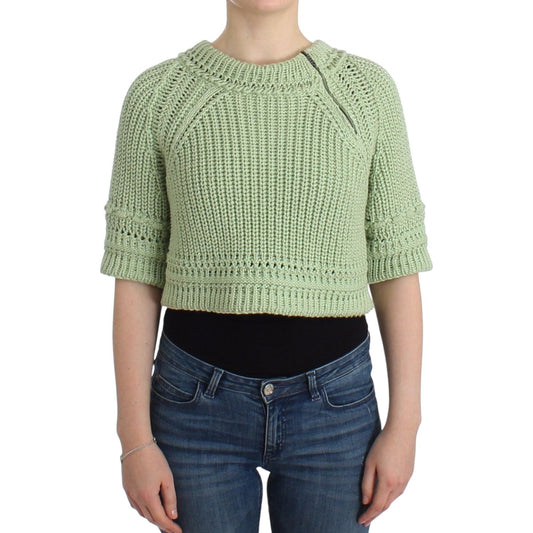Ermanno Scervino Green Cropped Knit Sweater Knitted Jumper