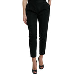 Dolce & Gabbana Black Wool High Waist Cropped Tapered Pants PAN74985-42