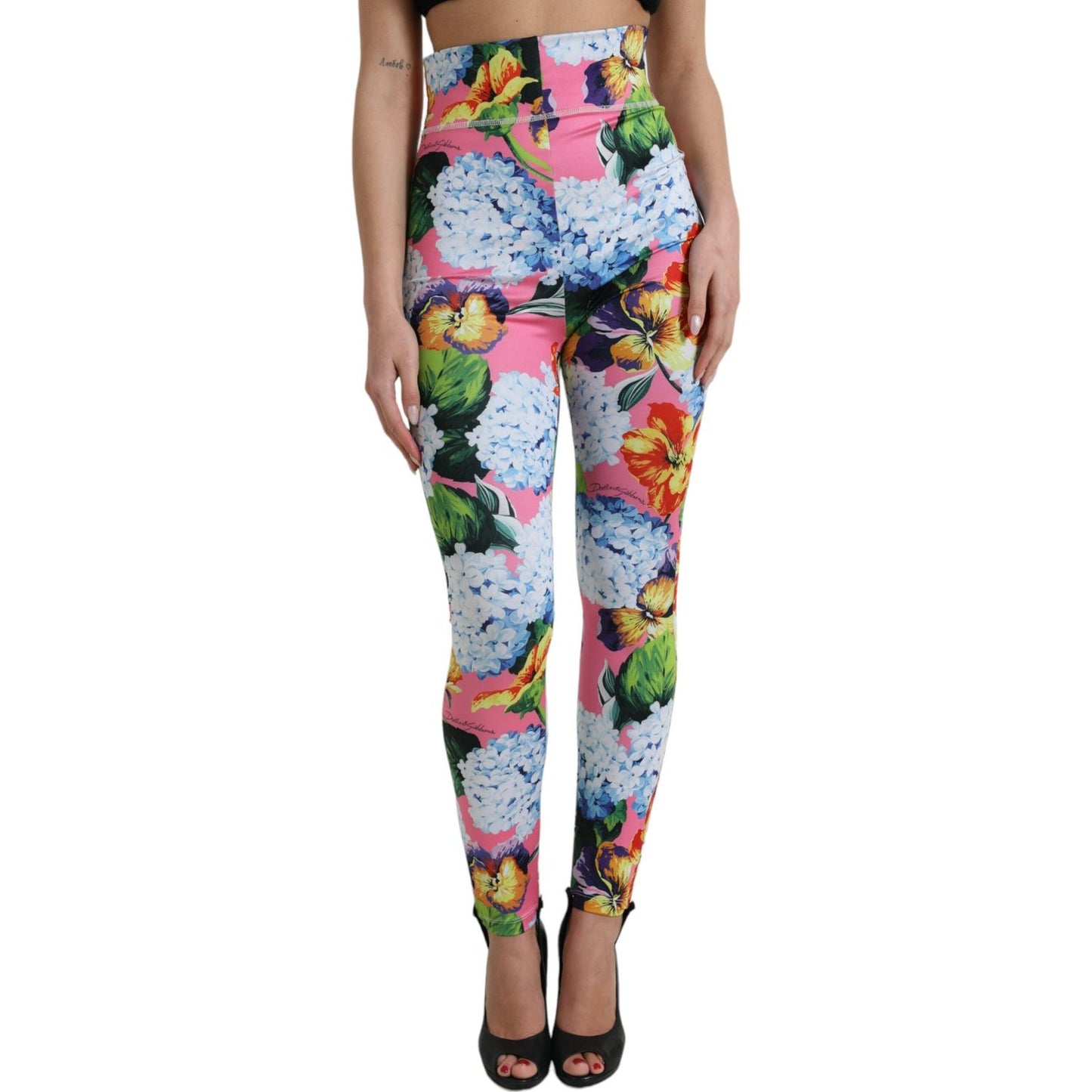 Dolce & Gabbana Multicolor Floral High Waist Leggings Pants PAN74993-40