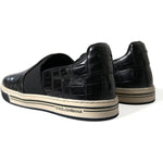 Dolce & Gabbana Black Croc Exotic Leather Sneakers Shoes MV5416-40