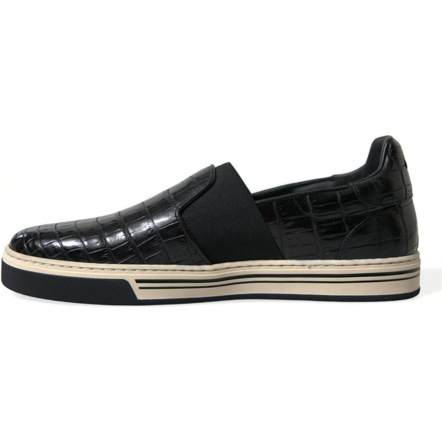 Dolce & Gabbana Black Croc Exotic Leather Sneakers Shoes MV5416-40