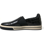 Dolce & Gabbana Black Croc Exotic Leather Sneakers Shoes MV5416-40