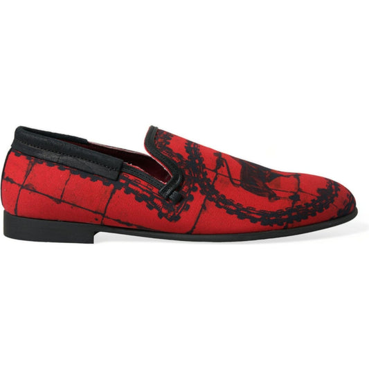 Dolce & Gabbana Red Black Torero Loafers Slippers Men Shoes