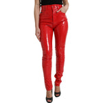 Dolce & Gabbana Shiny Red High Waist Skinny Pants PAN75012-40