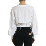 Dolce & Gabbana White Cotton Corset Cropped Long Sleeves Topclothing TSH84282-40
