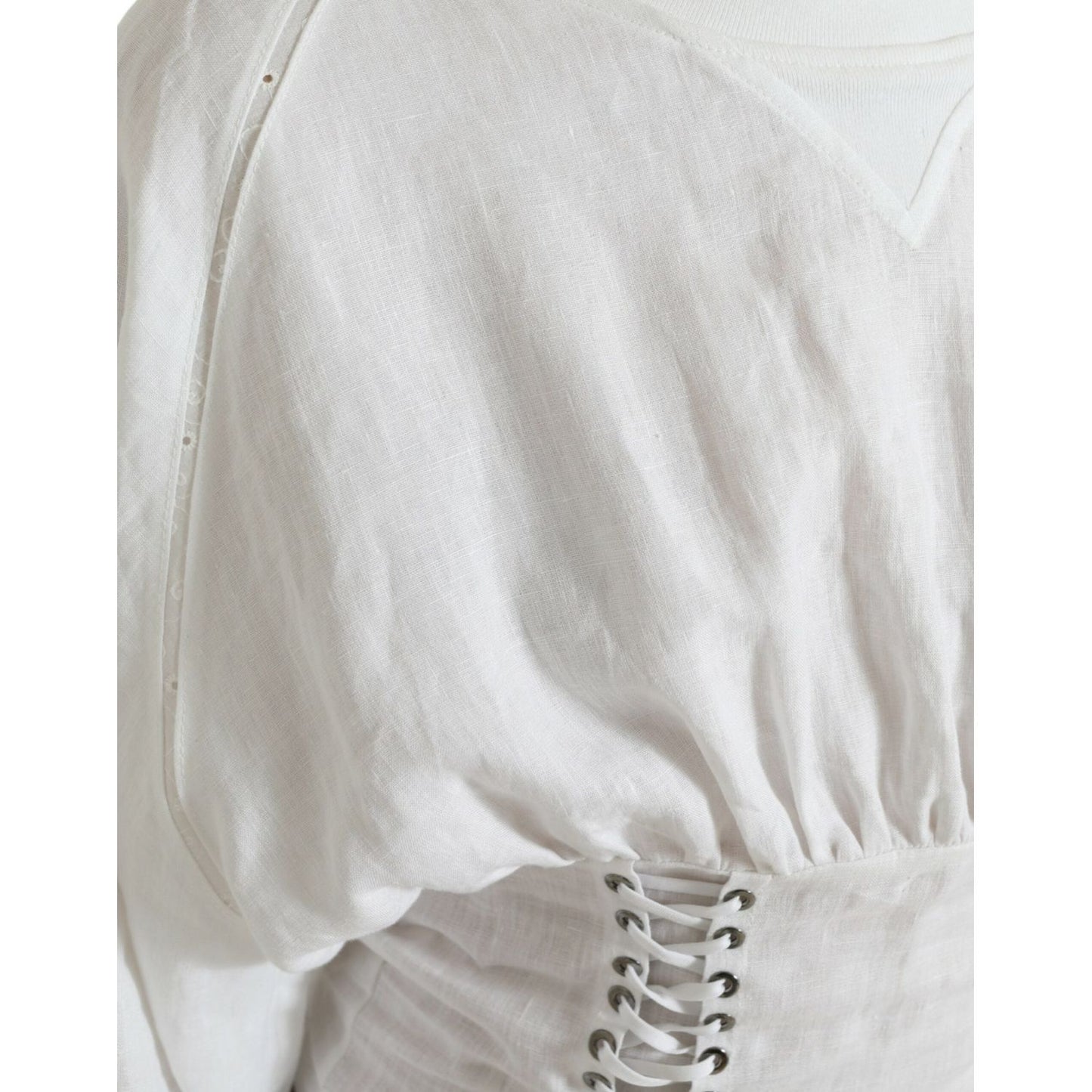 Dolce & Gabbana White Cotton Corset Cropped Long Sleeves Topclothing TSH84282-40