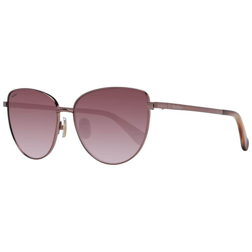 Max Mara bronze cat eye sunglasses for women with gradient brown lenses and full-rim metal frame, includes branded case.