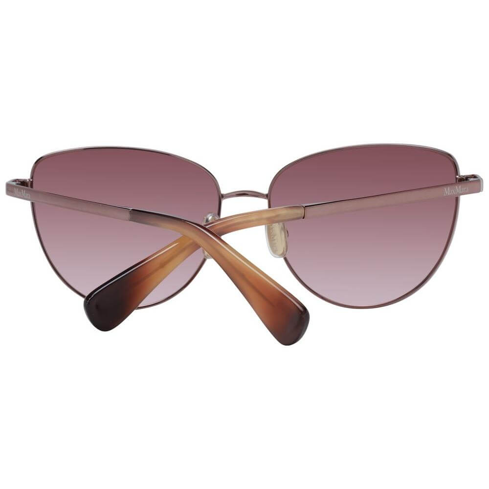 Max Mara bronze women's cat eye sunglasses, full-rim metal frame, brown gradient lenses, 100% UVA & UVB protection.