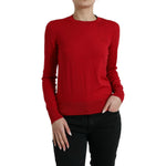 Dolce & Gabbana Red Wool Knitted Crew Neck Pullover Sweater TSH84335-40
