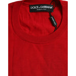 Dolce & Gabbana Red Wool Knitted Crew Neck Pullover Sweater TSH84335-40