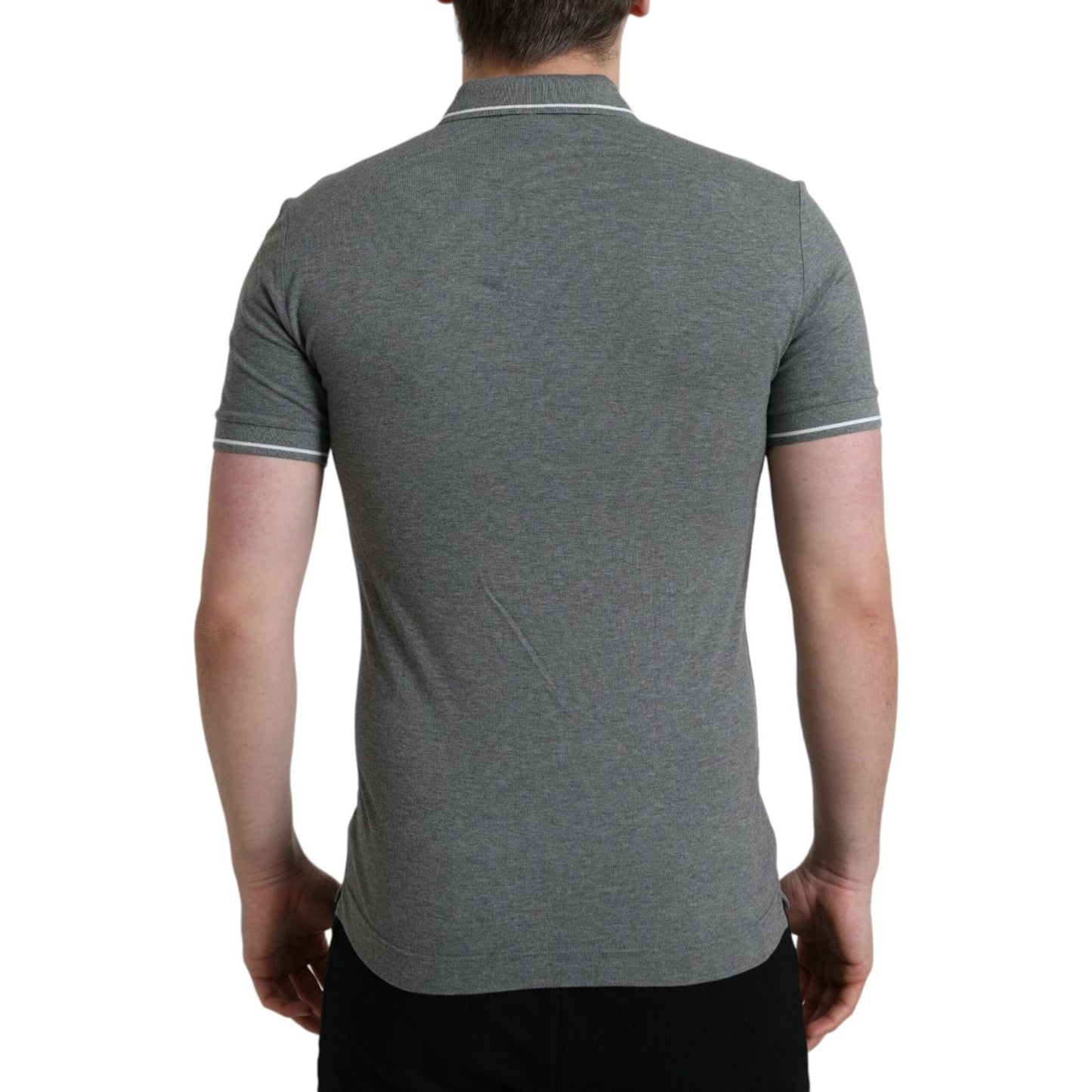 Dolce & Gabbana Gray Collared Short Sleeve Crown T-shirt TSH84578-44