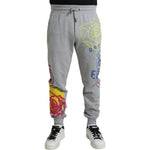 Dolce & Gabbana Gray Cotton Graffiti Sweatpants Jogger Pants PAN75060#-48