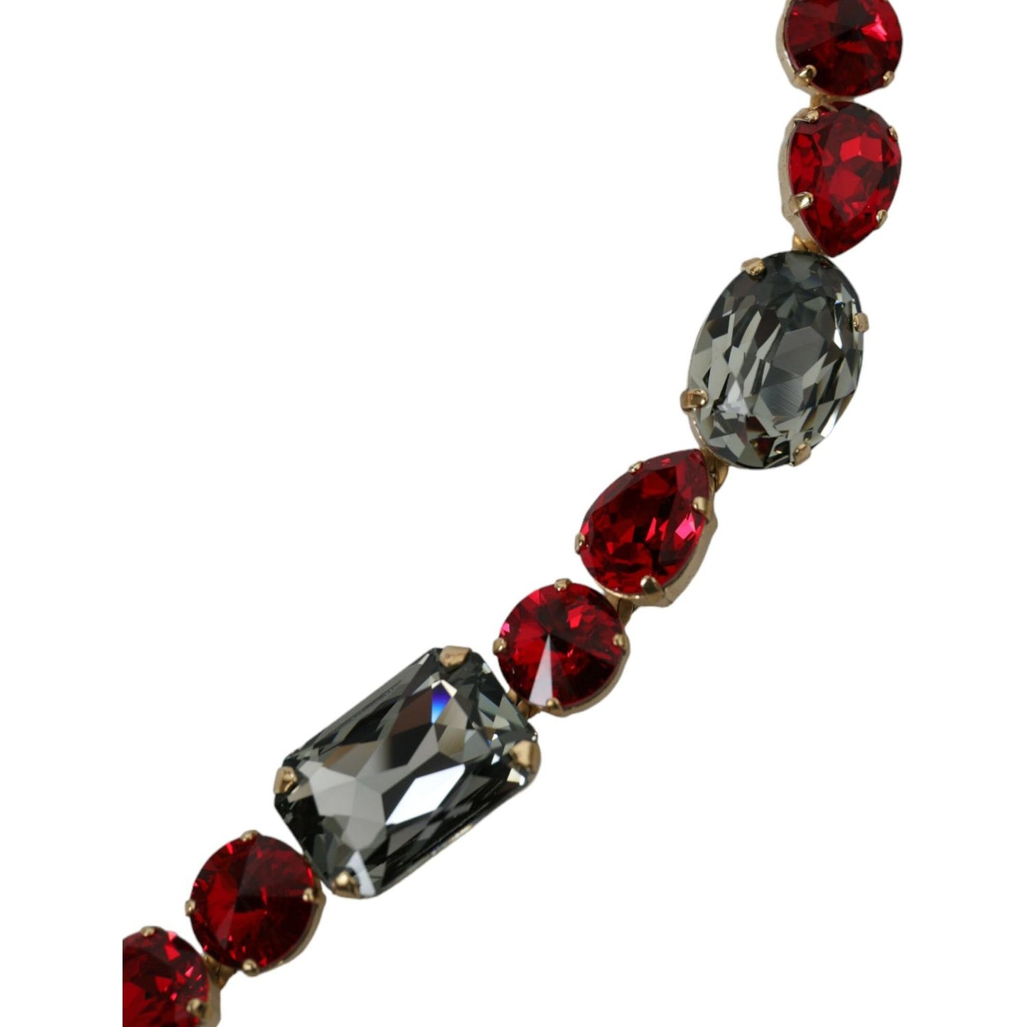 Dolce & Gabbana Red Leather Crystal Chain Waist Belt WMB349-S