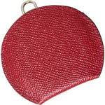 Dolce & Gabbana Red Calfskin Leather Round Logo Hand Mirror Holder SMY101228