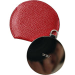 Dolce & Gabbana Red Calfskin Leather Round Logo Hand Mirror Holder SMY101228