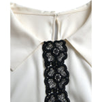 Dolce & Gabbana Off White Silk Lace Trim Short Sleeves Top TSH84840-44