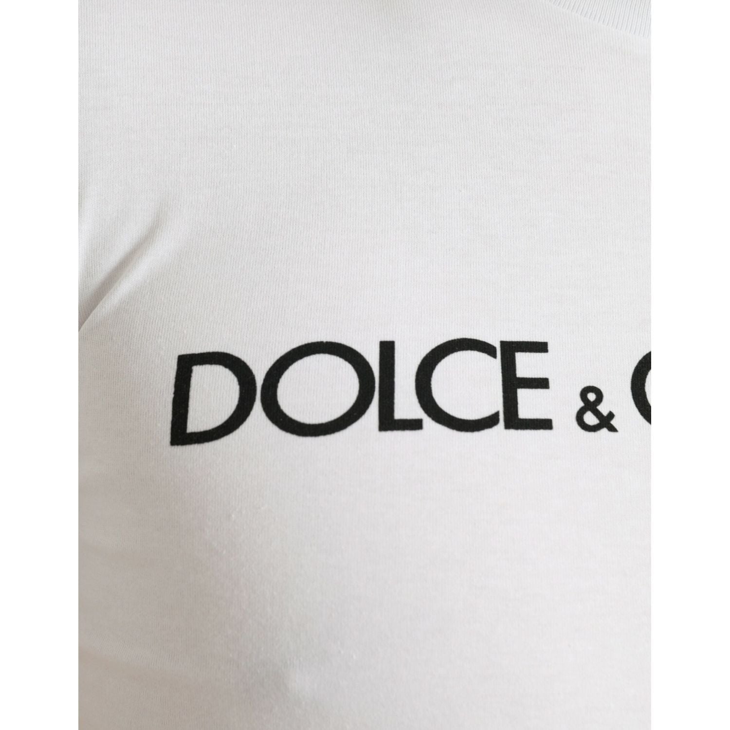 Dolce & Gabbana White Logo Print Cotton Crew Neck T-shirt