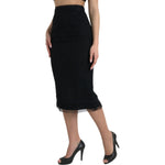 Dolce & Gabbana Black Wool High Waist Pencil Cut Midi Skirt SKI2002-40