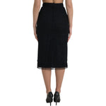 Dolce & Gabbana Black Wool High Waist Pencil Cut Midi Skirt SKI2002-40