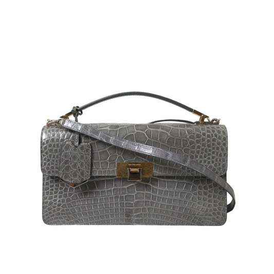 Balenciaga Gray Exotic Leather Medium Shoulder Hand Purse Bag