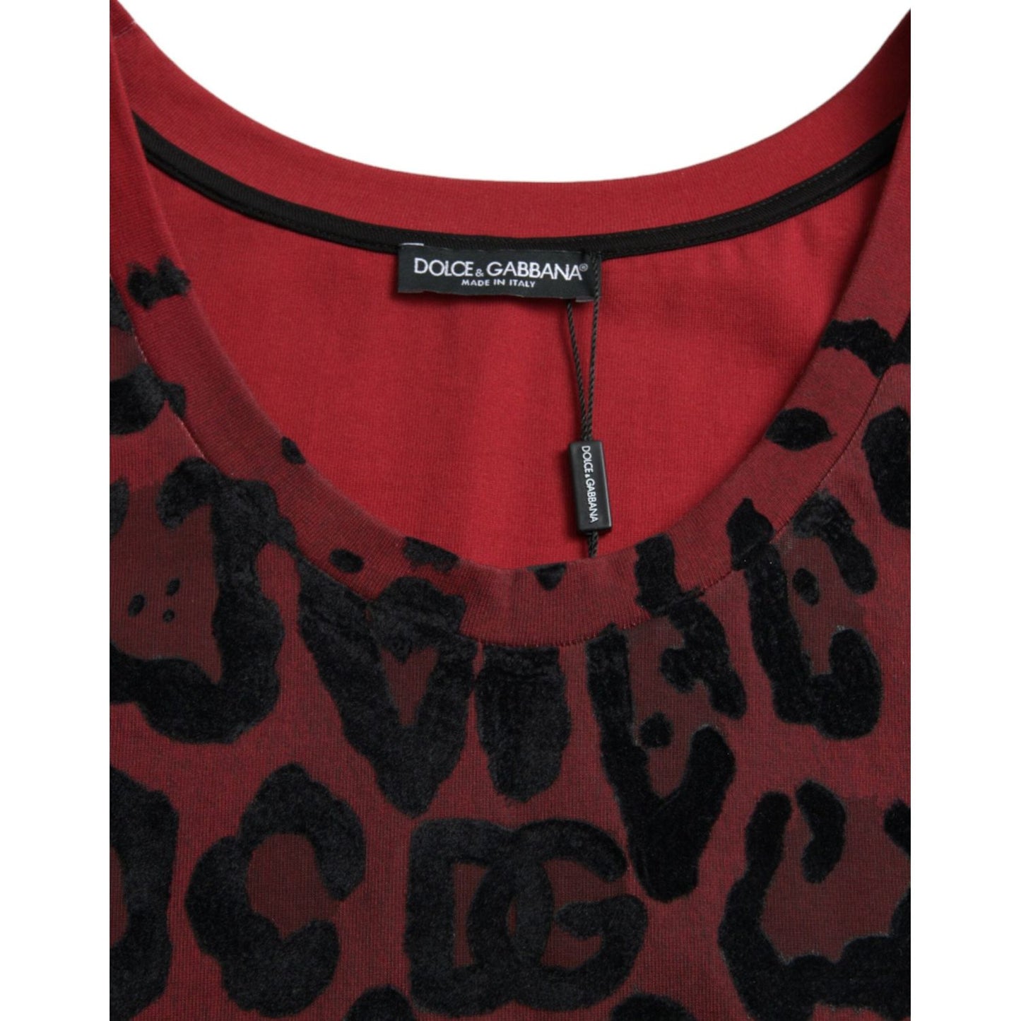 Dolce & Gabbana Red Leopard Print Sleeveless Tank T-shirt Dolce & Gabbana Black