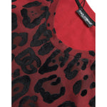 Dolce & Gabbana Red Leopard Print Sleeveless Tank T-shirt TSH85085-54
