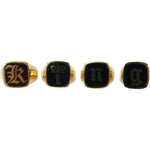 Dolce & Gabbana Gold Brass KING Enamel Set of 4 Ring Ring Dolce & Gabbana Black
