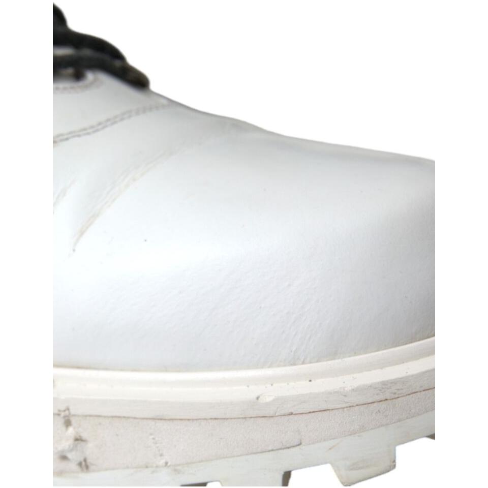Dolce & Gabbana White Vulcano Trekking Ankle Boots Shoes
