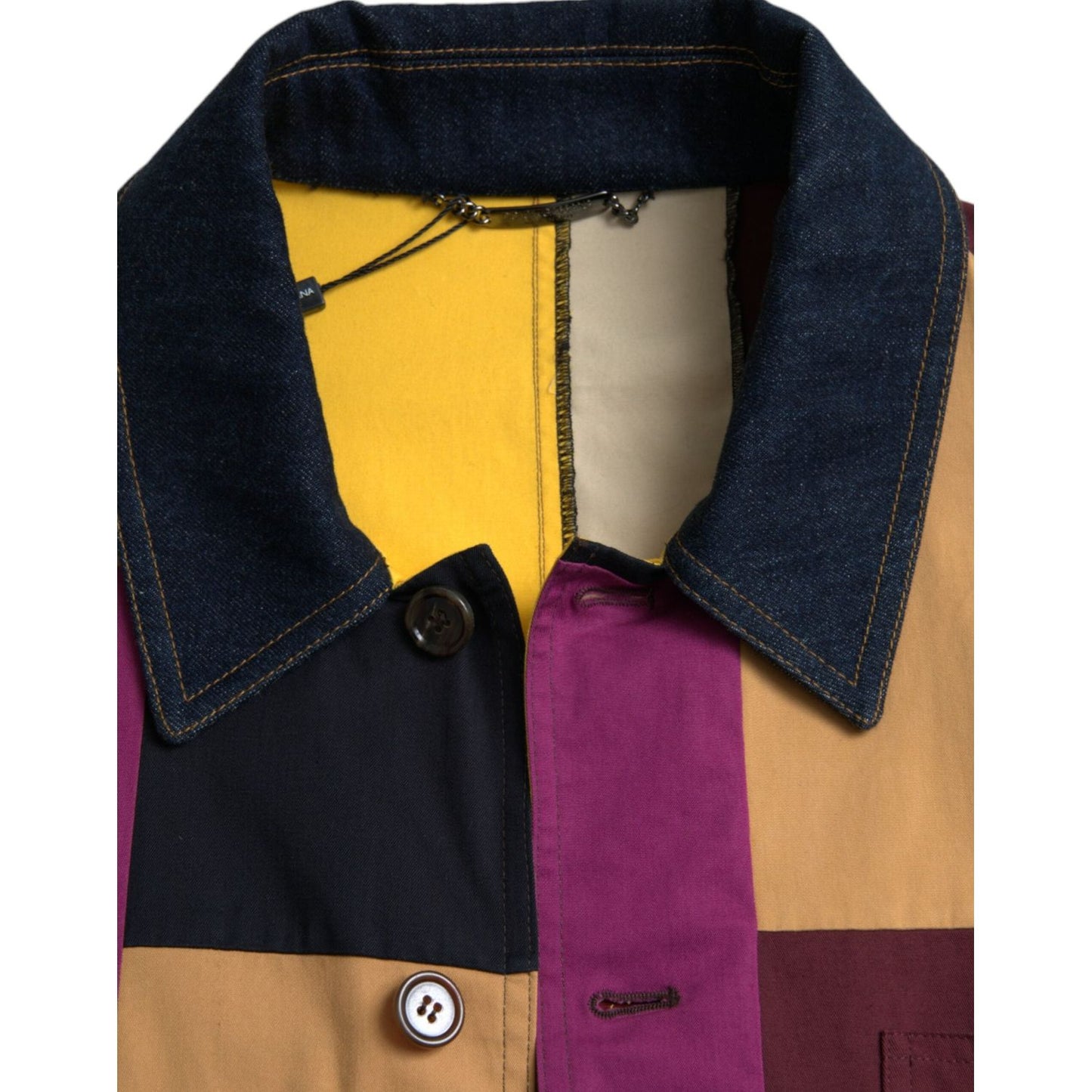 Dolce & Gabbana Multicolor Patchwork Cotton Collared Jacket JKT3841-48