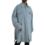 Dolce & Gabbana Light Blue Wool Button Trench Coat Jacket JKT3848-52