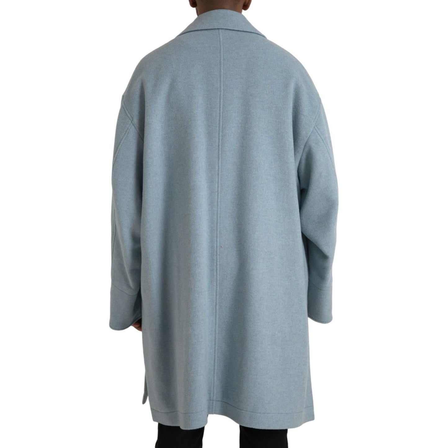 Dolce & Gabbana Light Blue Wool Button Trench Coat Jacket JKT3848-52